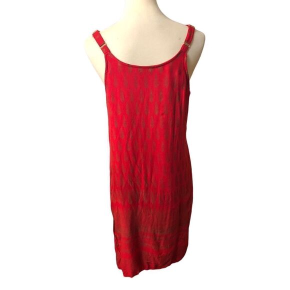 Lapogee Worldover red and gold shift dress with Indian pattern - Picture 6 of 11